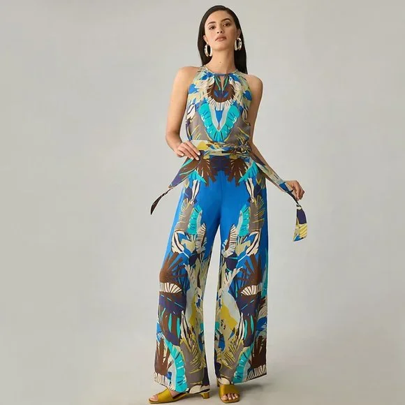 Ranna Gill | Linen Blend Halter Wide-Leg Jumpsuit w/ Pockets! | NWT - Picture 2 of 5